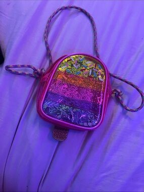 Pink Rainbow Sequin Clear Crossbody Bag